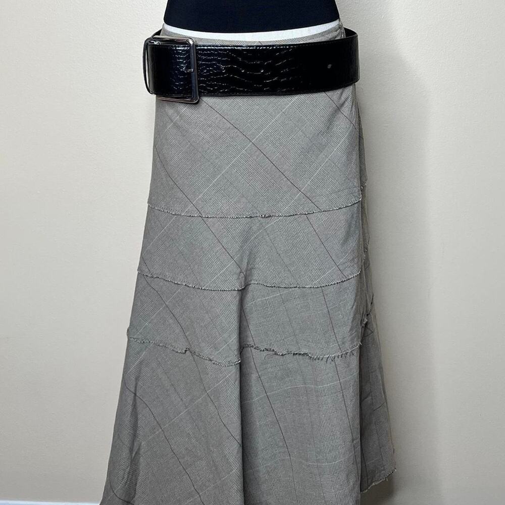 Vintage y2k grey plaid maxi skirt